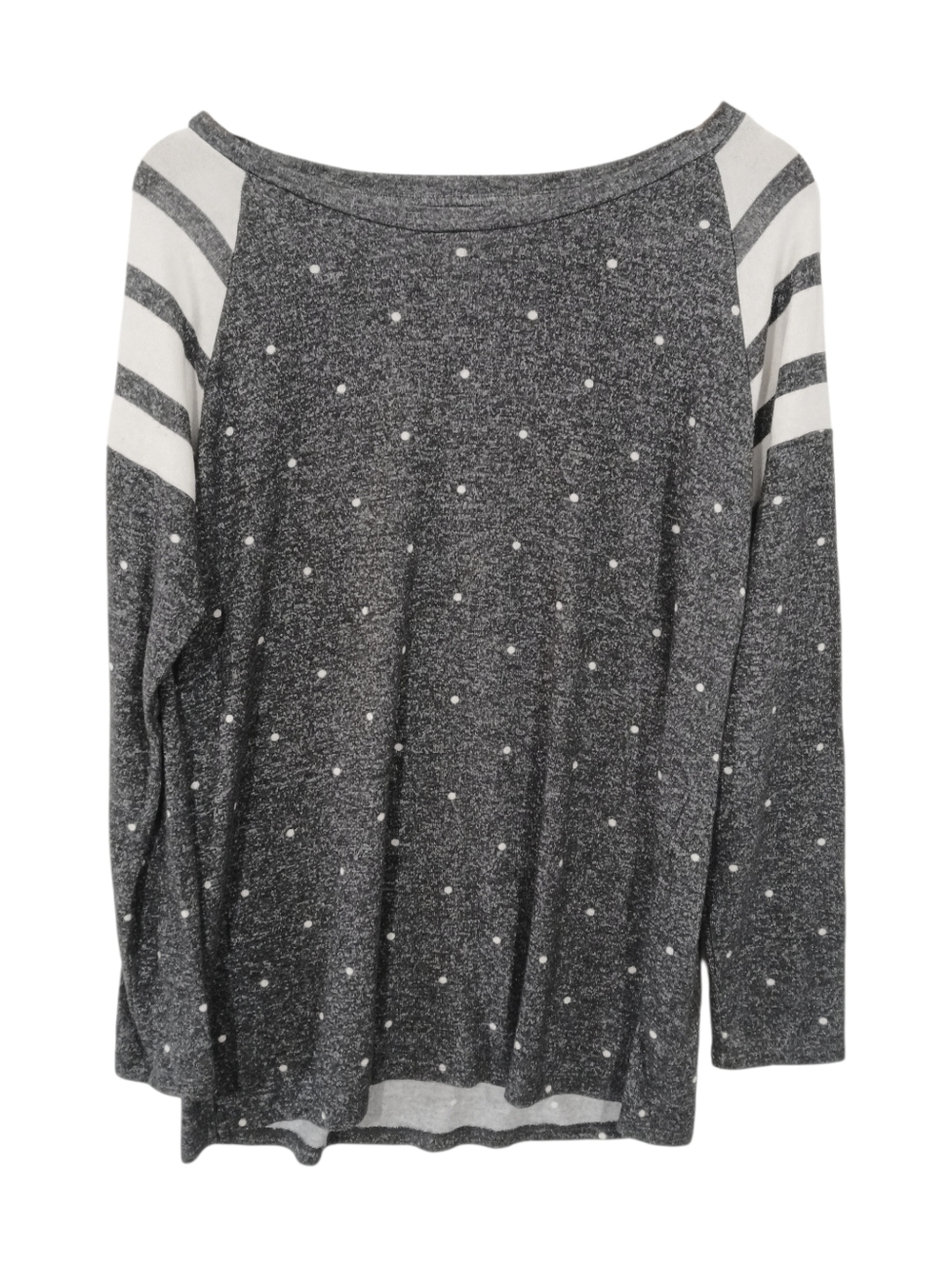 Maurices Blue Gray White Polka Dot Stretchy Top Large